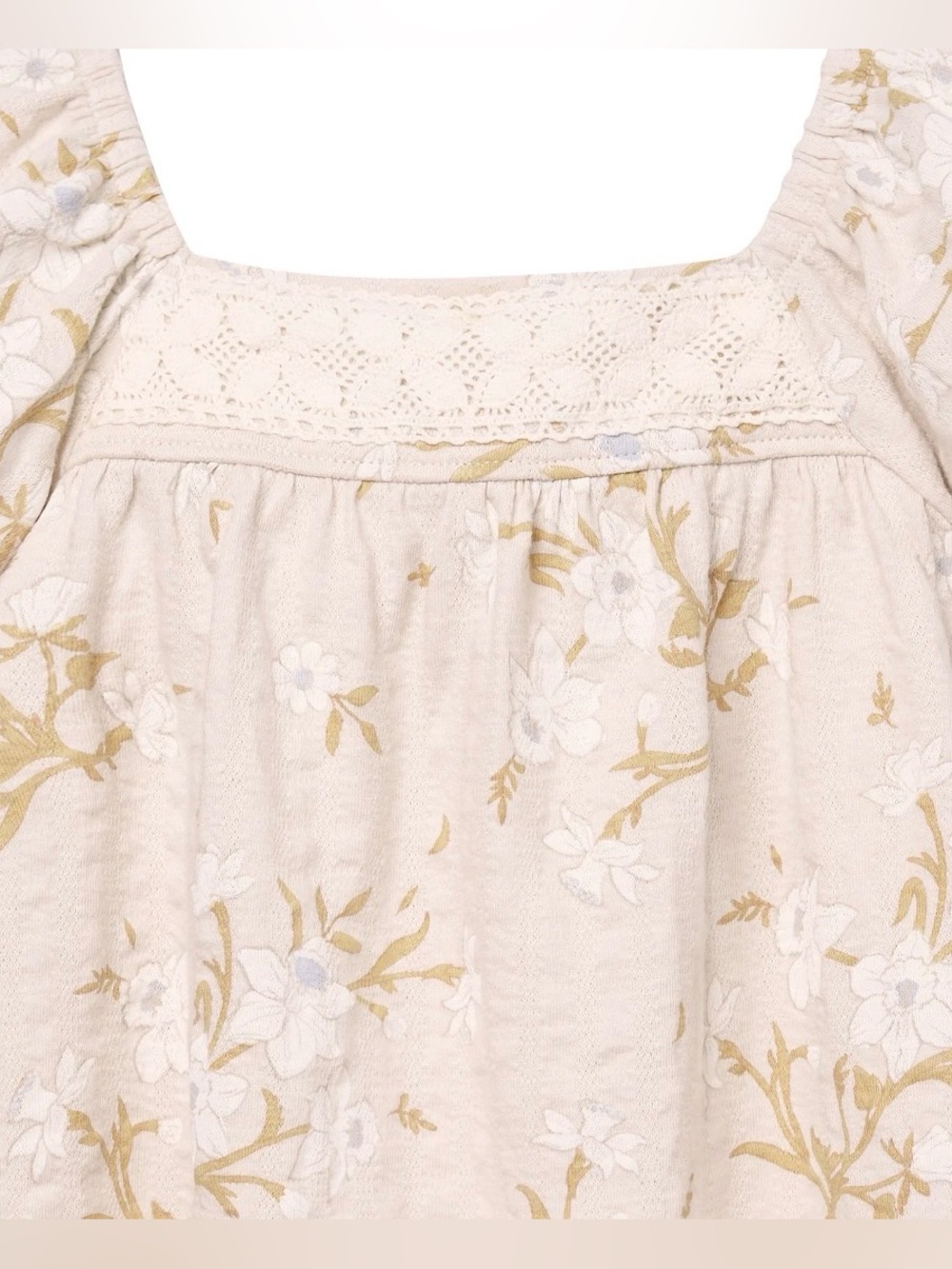 Modern Moments 18M Puff Sleeve Cotton Tan Floral Dress Boho Fall Cottagecore - Picture 2 of 16
